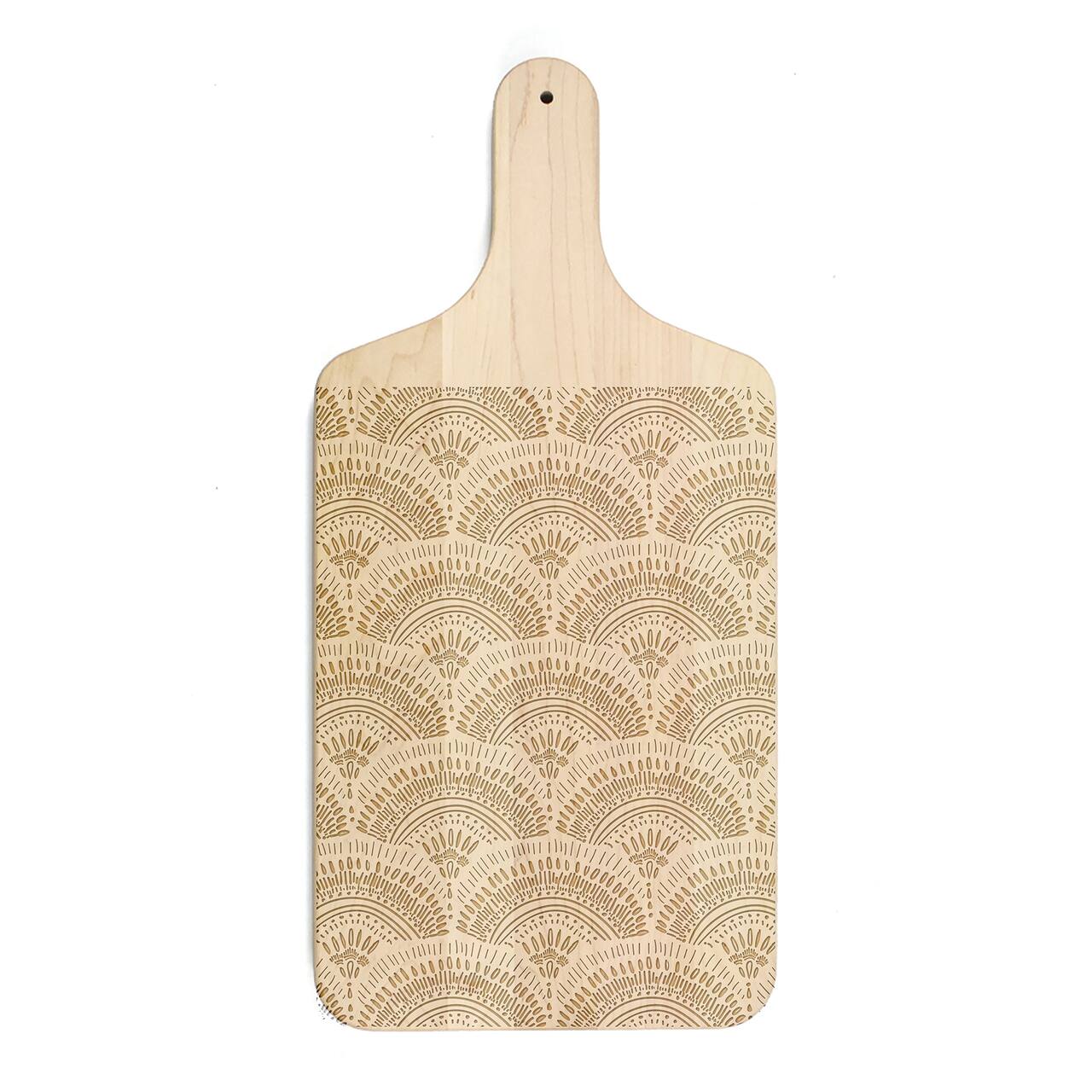 8" x 17" Bohemian Sketch Pattern Maple Paddle Cutting Board